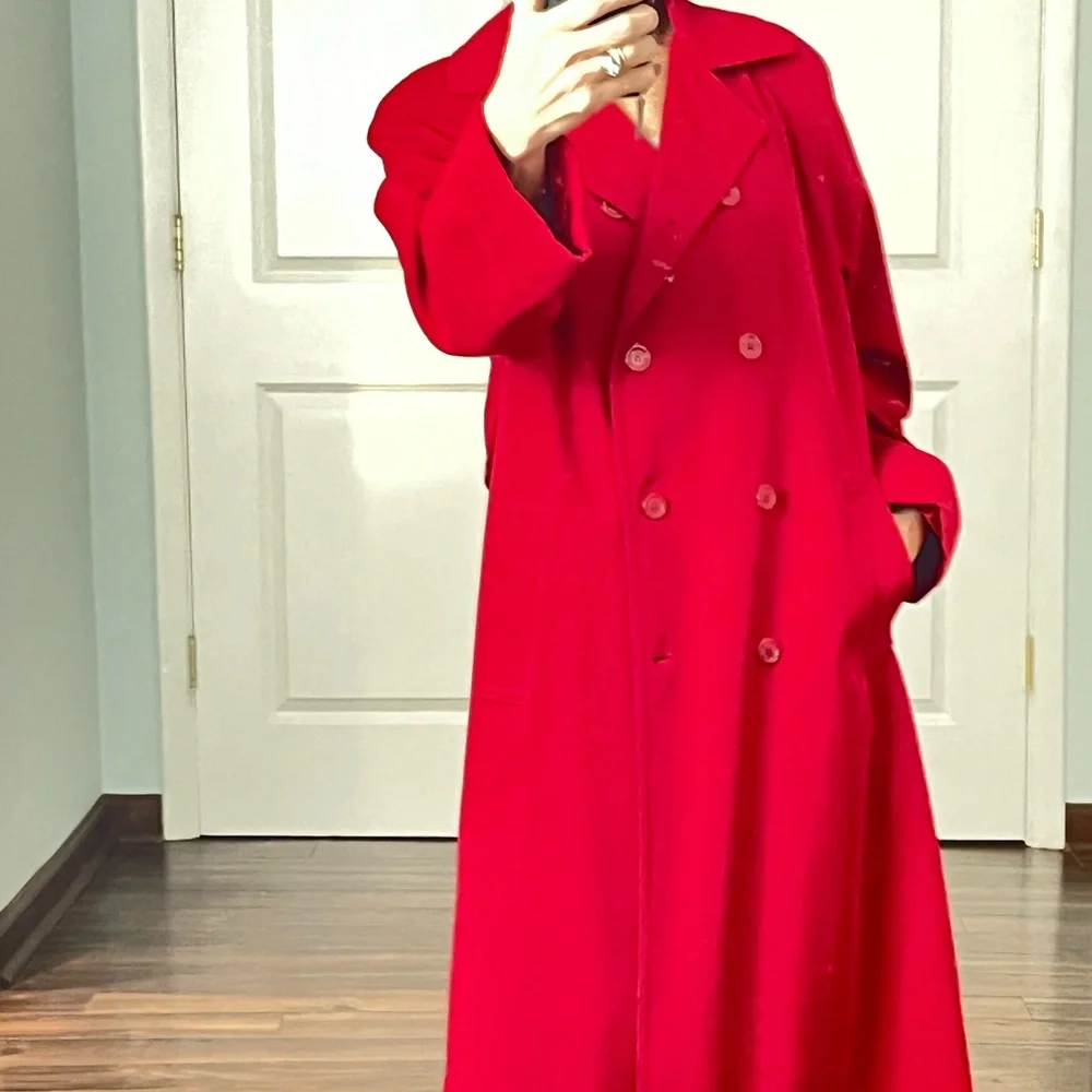 Gallery Red Trench coat size 6P - Picture 6 of 13